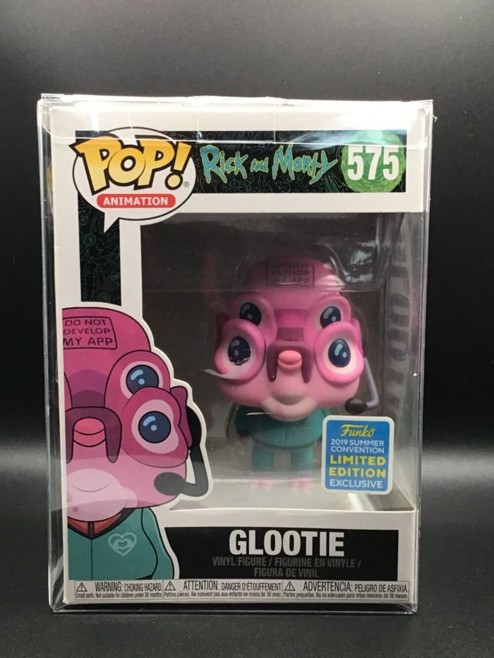 Funko Pop! Rick & Morty Glootie #575 2019 Summer Conv LE Excl w/ Pop Protector!!